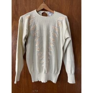 VTG Regency Collection for Joyce Large Ivory Gold Sequined Embellished Sweater